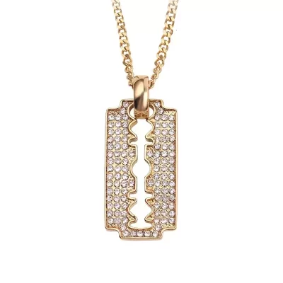 Iced Out Razor Blade Pendant