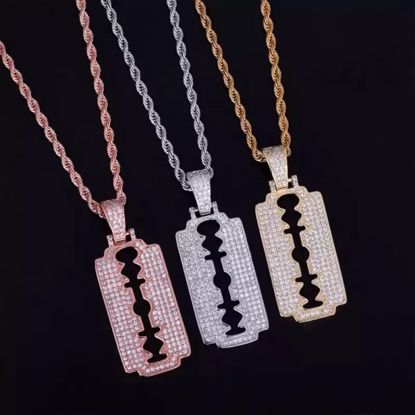 Iced Out Razor Blade Pendant
