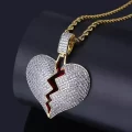 broken heart pendant iced out real
