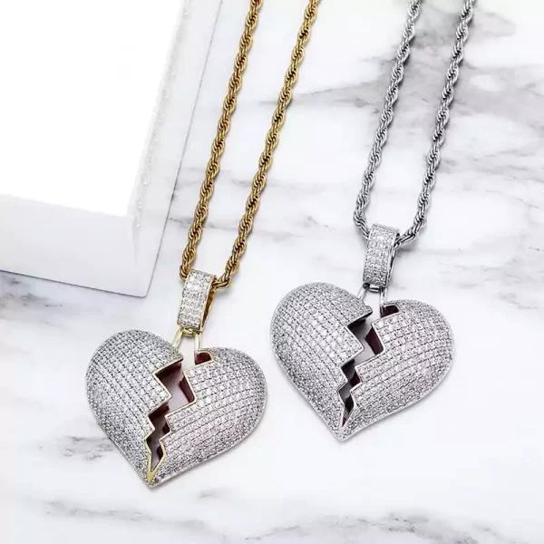 iced out broken heart chain