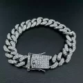 iced out cuban bracelet silver