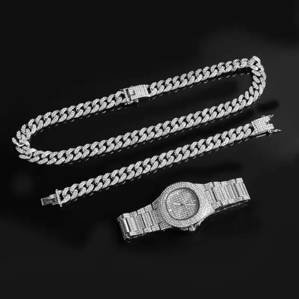 Iced Out Cuban Chain Set