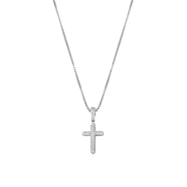 Iced Out Silver Cross